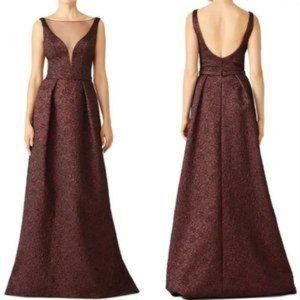 Theia Burgundy Illusion Gown 10